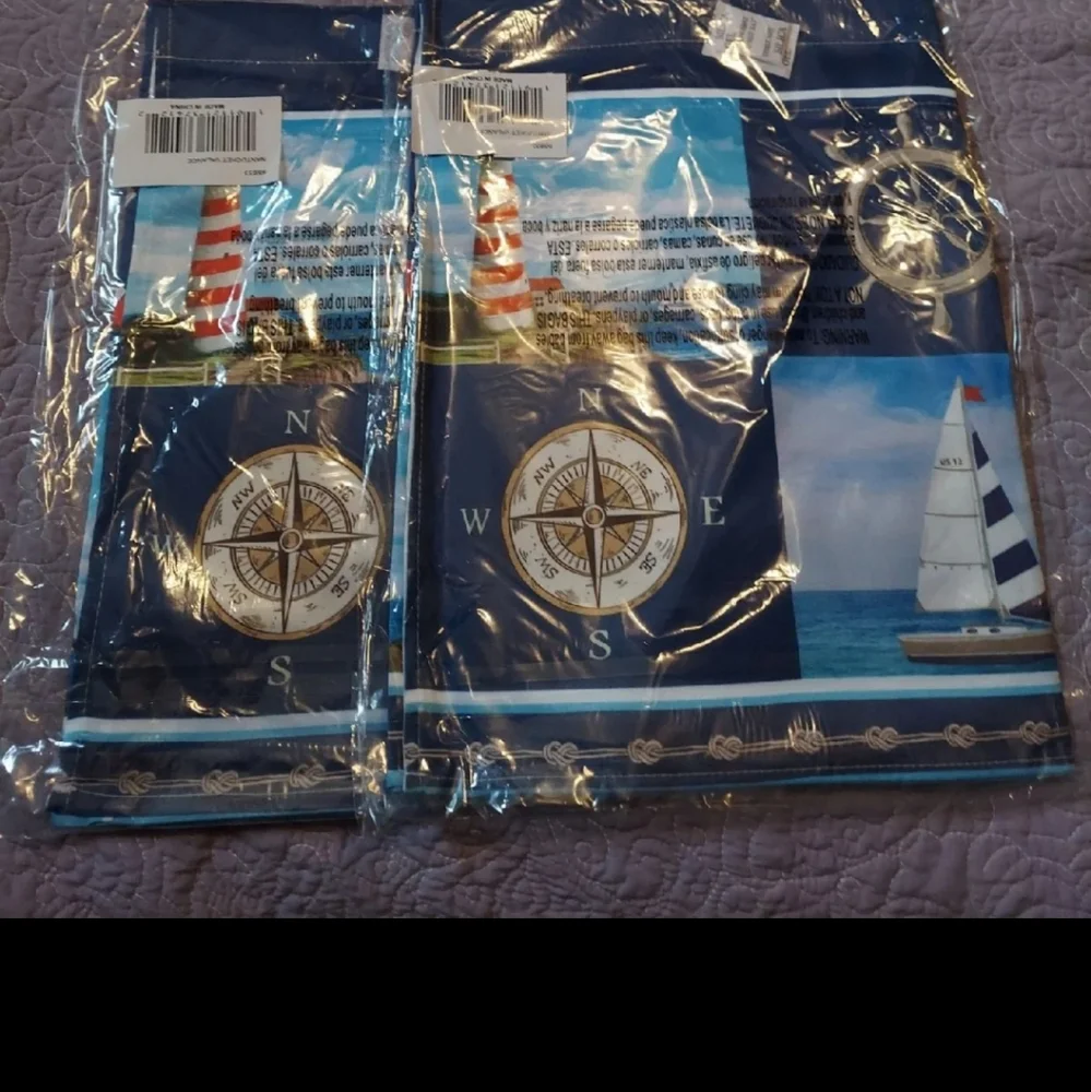 Longshore Tides Nantucket Coastal Window Valance SET Seafarer BNWT RETIRED $120